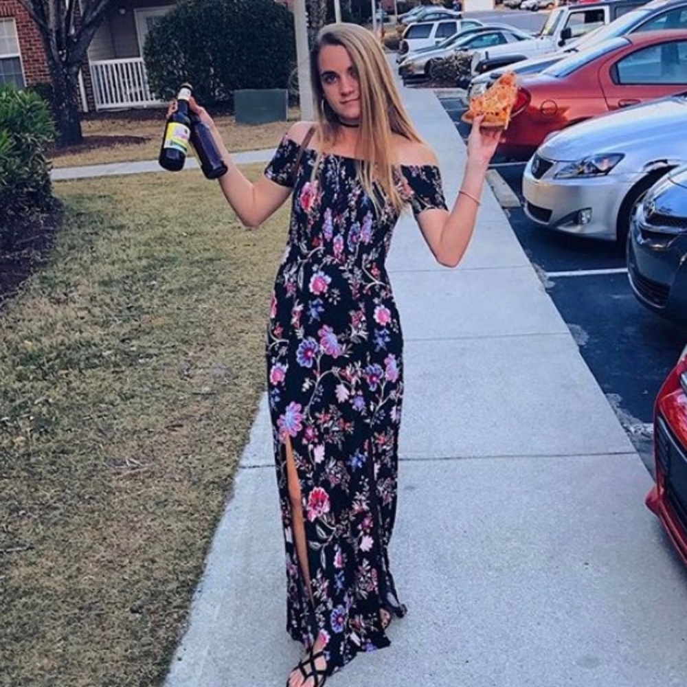 Off the shoulder floral maxi dress